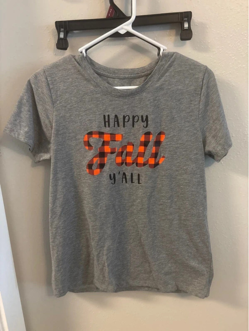 Happy fall y’all, gray T-shirt, size medium